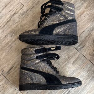 Puma Women's High-Top Sneakers - Black and Silver